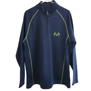 Realtree by Mountainaire Mens Navy Blue Quarter Zip Pullover Size Large